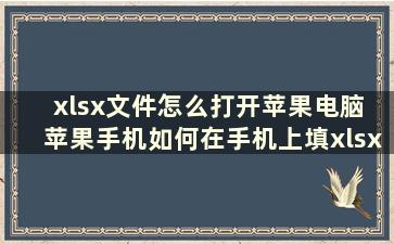 xlsx文件怎么打开苹果电脑 苹果手机如何在手机上填xlsx